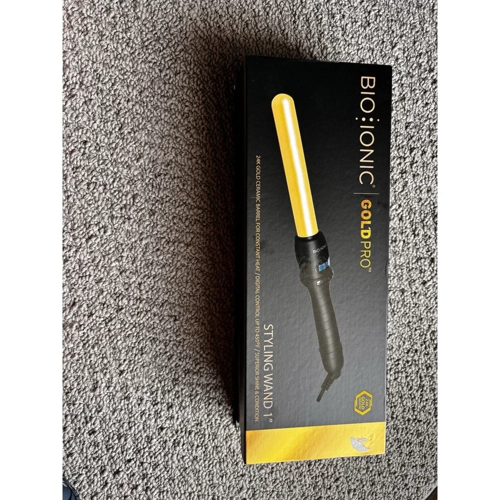 bio ionic gold pro‎ 1 Inch Styling Iron Curling Wand Brand New